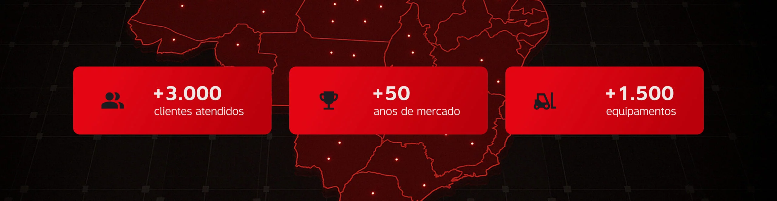 Mais de 3000 clientes atendidos, mais de 50 anos no mercado e mais de 1500 equipamentos
